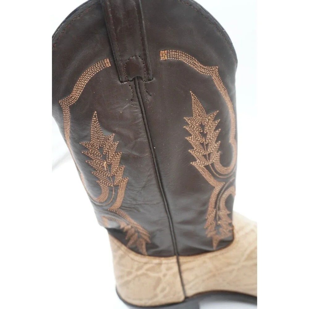 Abilene Men's Vintage Cowboy Elephant Print Leather Western Work Boots Size 11 D